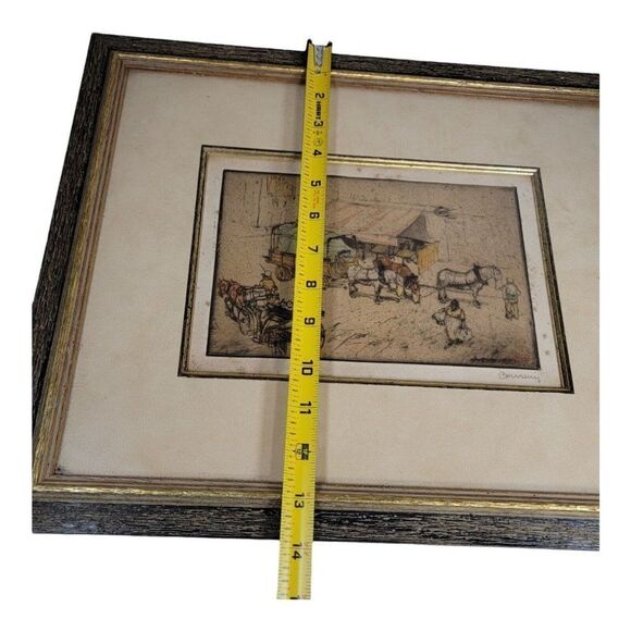Armand Coussens Tinted Etching Print Signed Numbered Louvre French Covered Wagon - Picture 6 of 9
